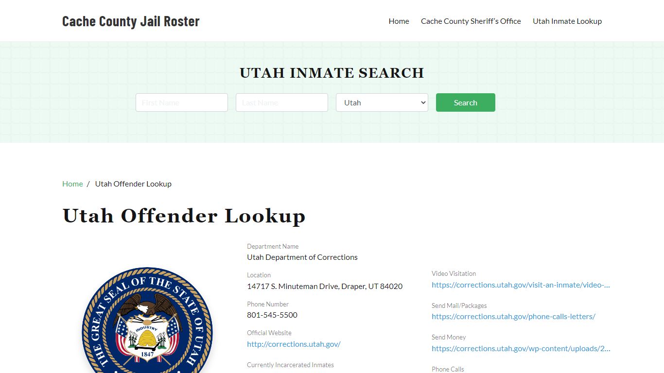 Utah Inmate Search, Jail Rosters